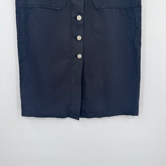 Treasure & Bond Womens Button Up Twill Midi Jean Skirt Dark Blue Wash Cotton 27 - Picture 3 of 10